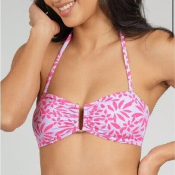 NWT Lively Women's Pink Swim U Front Bandeau Bathing Swimsuit Bra Size Large - Picture 1 of 8
